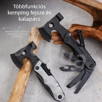 Többfunkciós összecsukható fejsze kalapáccsal kempingezéshez