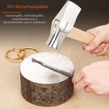 Ékszerész kalapács kör- és lapos fejjel, arany- és ezüst ékszerek készítéséhez, gravírozáshoz és szereléshez