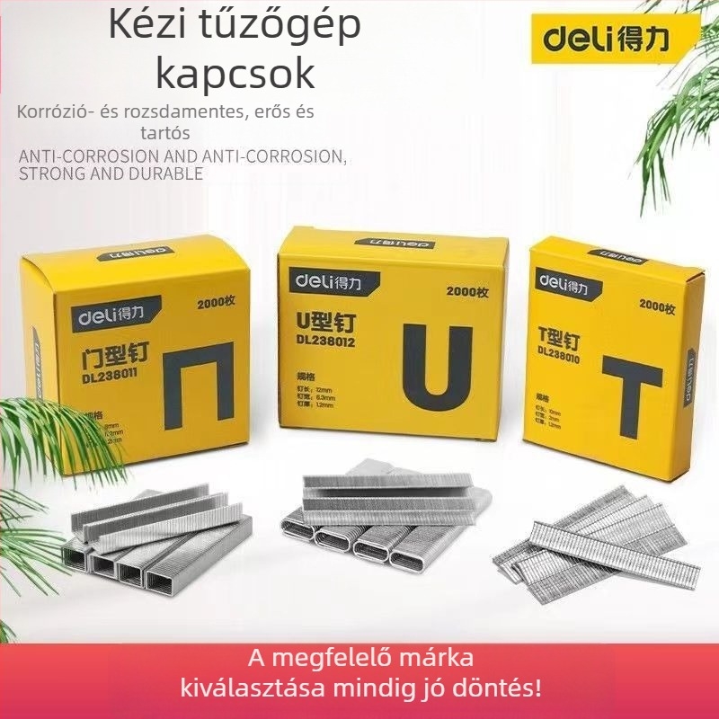 Deli 12 mm adagolt szögek kézi szögpisztolyhoz – ajtó típusú, U-, T- és I-formájú szögek faragáshoz