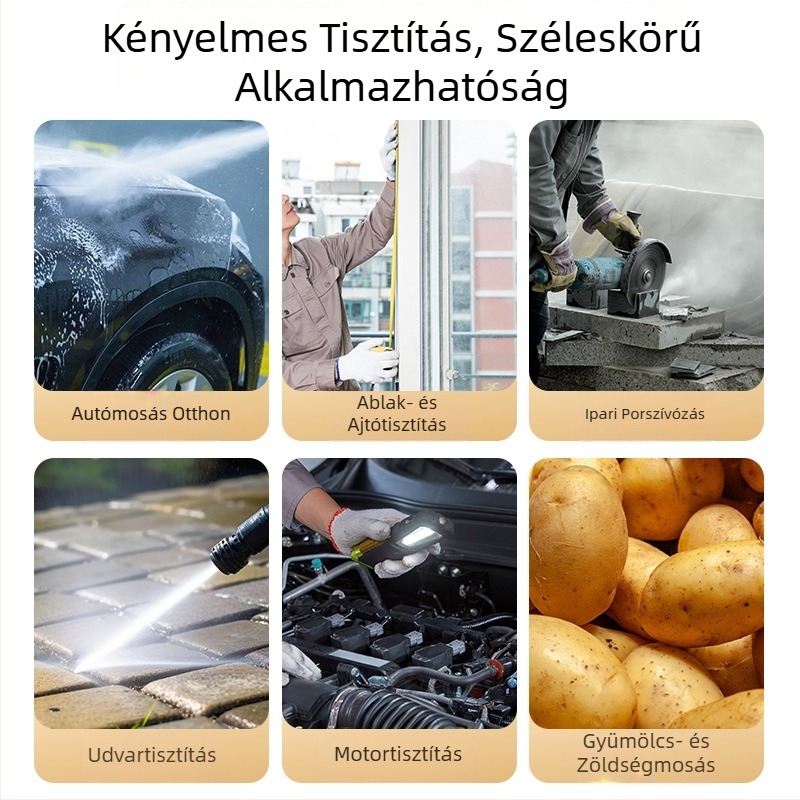 Pneumatikus magasnyomású mosópisztoly autómosáshoz és motor tisztításához, állítható levegőpumpával