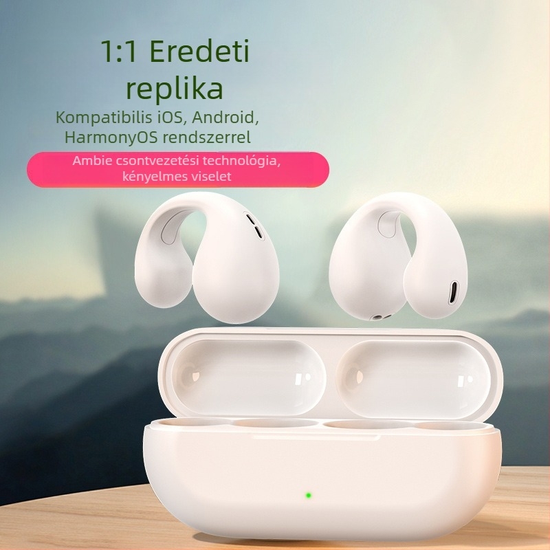 Hosszú üzemidejű Bluetooth headset sporthoz, vezeték nélküli, fülcsipesz, csontvezetéses hangzás, prémium minőség, férfiak és nők futásához