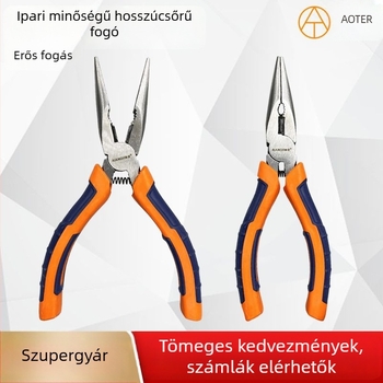 6 hüvelykes hegyes végű fogó, kézi szerszám, ipari minőségű villanyszerelő vezetékek szigetelésének eltávolítására, amerikai stílusú, ergonómikus offset kialakítás