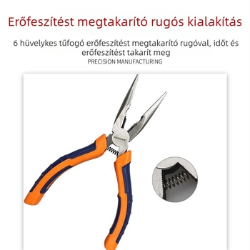 6 hüvelykes hegyes végű fogó, kézi szerszám, ipari minőségű villanyszerelő vezetékek szigetelésének eltávolítására, amerikai stílusú, ergonómikus offset kialakítás