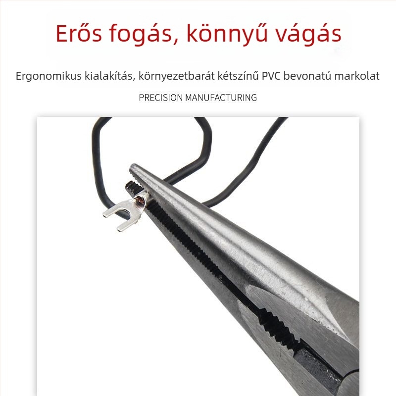 6 hüvelykes hegyes végű fogó, kézi szerszám, ipari minőségű villanyszerelő vezetékek szigetelésének eltávolítására, amerikai stílusú, ergonómikus offset kialakítás