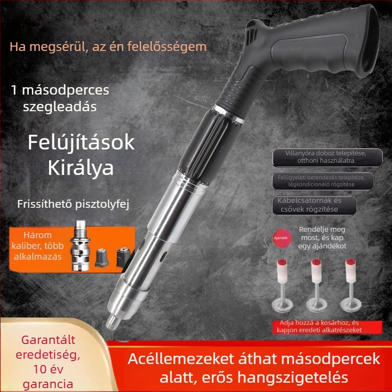 Mini szögbelövő mennyezethez – integrált pneumatikus eszköz betonhoz, vízvezetékhez és elektromos munkákhoz, hangtompítóval.