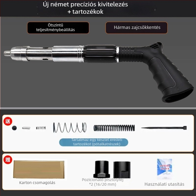 Mini szögbelövő mennyezethez – integrált pneumatikus eszköz betonhoz, vízvezetékhez és elektromos munkákhoz, hangtompítóval.