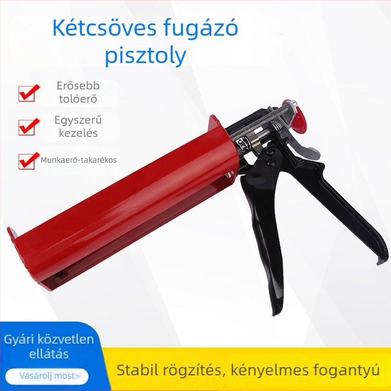 Kézi kétkomponensű tömítőpisztoly, teljesen fémből készült, kettős csővel