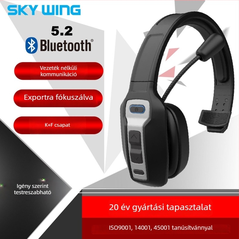 BT vezeték nélküli Bluetooth 5.2-es fejhallgató beszélgetésekhez ENC zajcsökkentéssel, mono