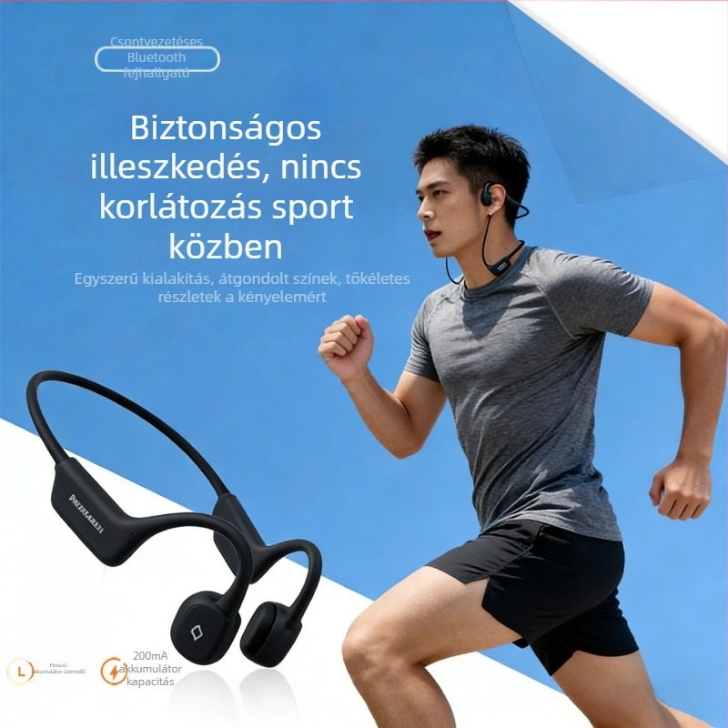 Csontvezetéses Bluetooth fülhallgatók, vezeték nélküli, vízálló és izzadságálló, futáshoz, kerékpározáshoz és edzéshez, nyakba akasztott dizájn