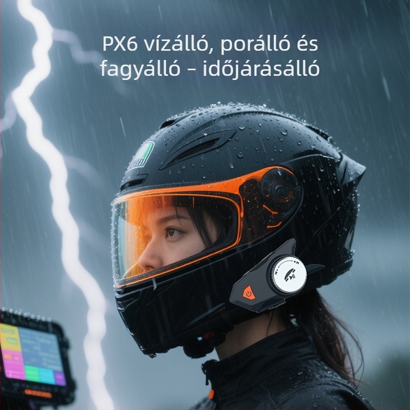 Motorkerékpár sisak Bluetooth headset mély basszus, vízálló és porálló, zajcsökkentés, kihangosítás, hangvezérlés és zenelejátszás, hosszú üzemidő