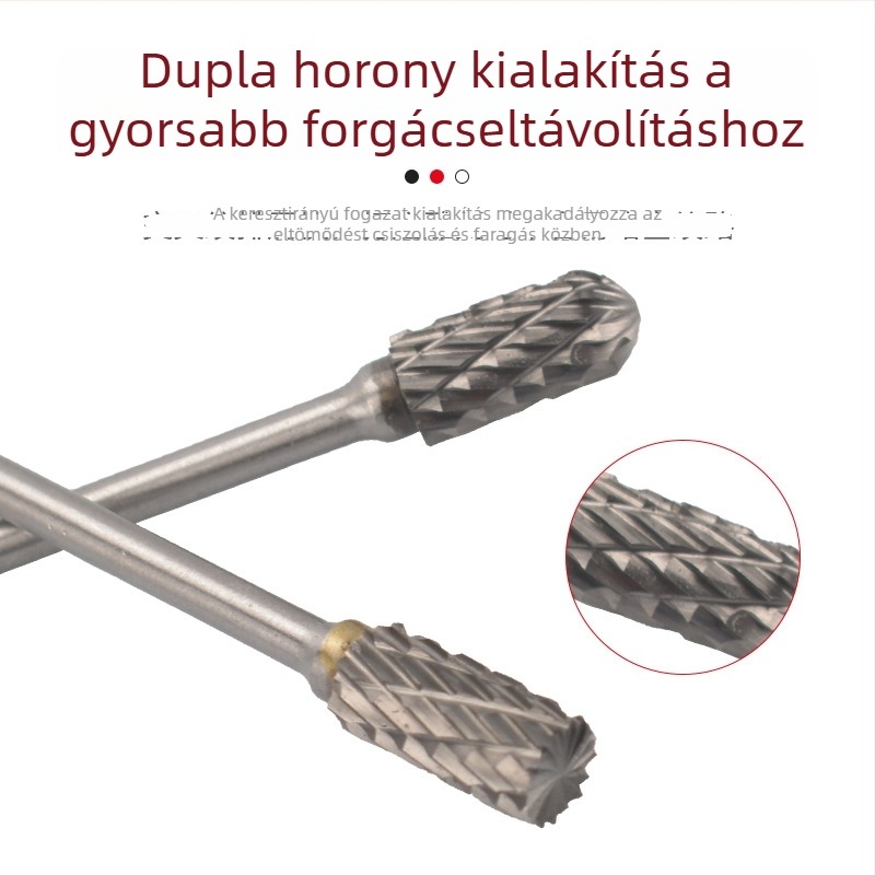 Karbid forgófúró készlet elektromos csiszolóhoz, 3×6 dupla vágású volfrámacél csiszolófejek