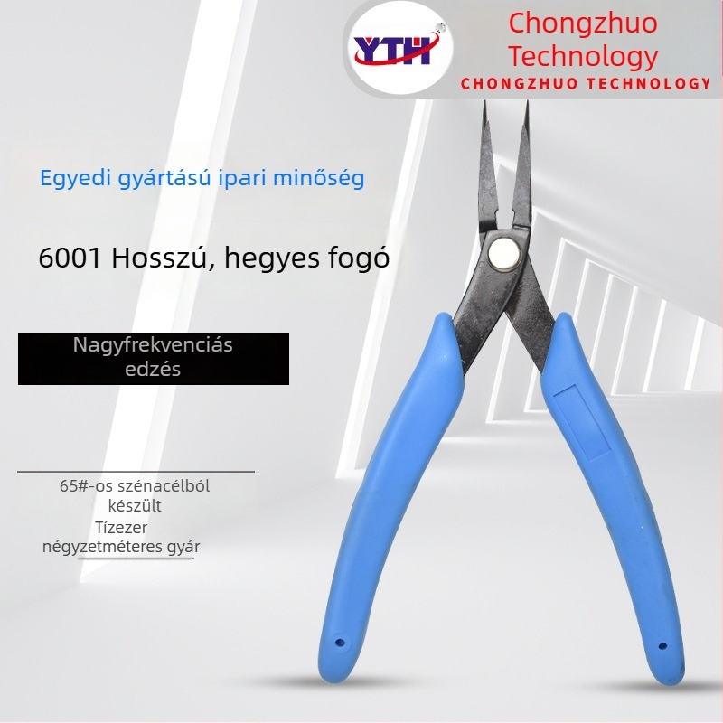 6001 Hosszú hegyű fogó, szénacél, 5 hüvelykes hosszúság, vékony hegy, 3 mm vastagság