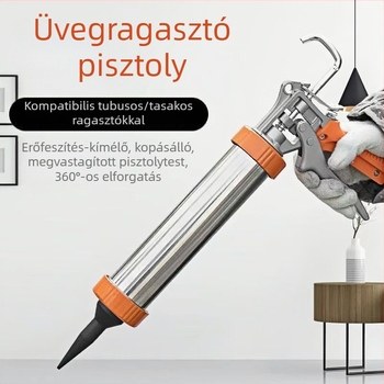 Strukturális ragasztópisztoly rozsdamentes acél ötvözetből, nagy viszkozitású, univerzális, munkaerő-megtakarító