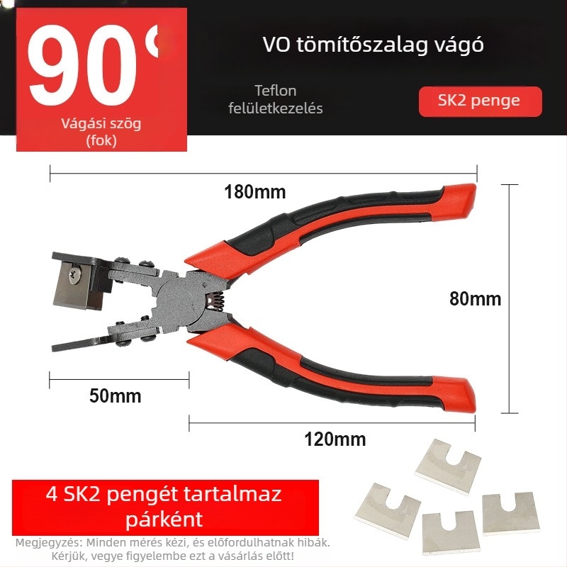Ajtó- és ablakszigetelő szalagokhoz olló, 90°-os V-bevágás EPDM bevágásokhoz alumínium keretekben