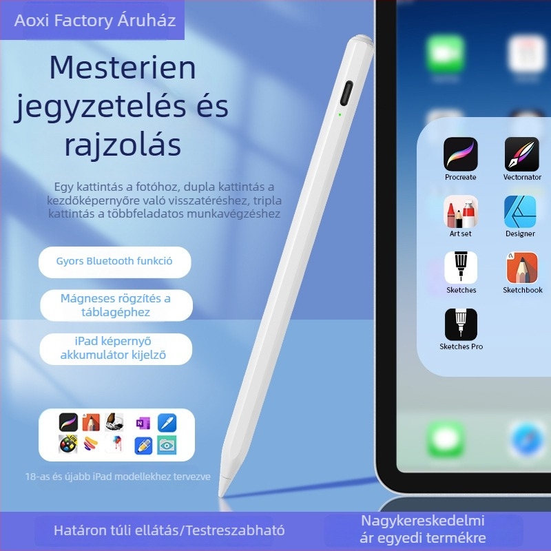 iPad mágneses kapacitív stylus, véletlen érintés elleni védelem — Bluetooth érintőképernyős toll tabletához