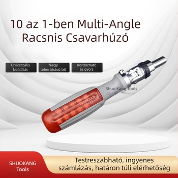 10 az 1-ben csavarhúzó készlet S2 ötvözetű bitekkel, többirányú hajlított fej, Philips, Torx és lapos fej.