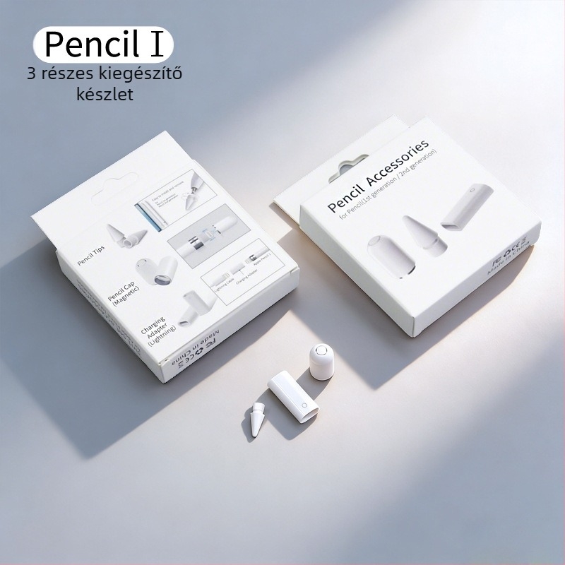 Apple Pencil 1. generációhoz készült iPad-hoz tartozó 3-in-1 tartozék készlet: mágneses kupak, tollhegy, töltőadapter