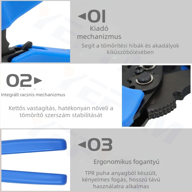 YFL sorozat: Nyitott orrú huzalozó krimpelőfogó, réz állé, kéziszerszám krimpeléshez