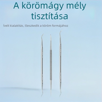 Három darabos pedikűr szett rozsdamentes acélból, kétszárnyú körömreszelő és körömkaparó eszköz manikűrhöz