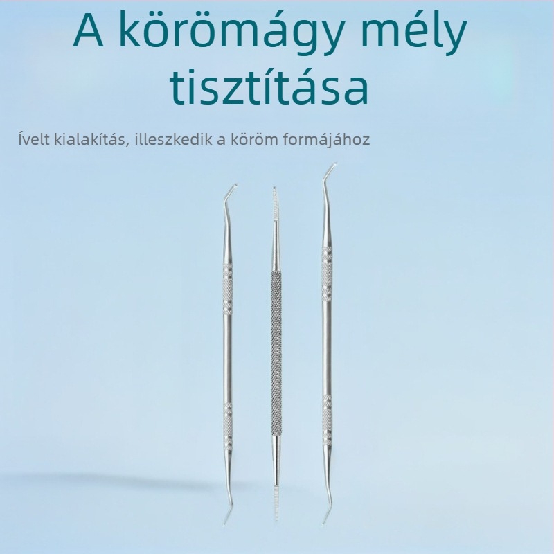 Három darabos pedikűr szett rozsdamentes acélból, kétszárnyú körömreszelő és körömkaparó eszköz manikűrhöz