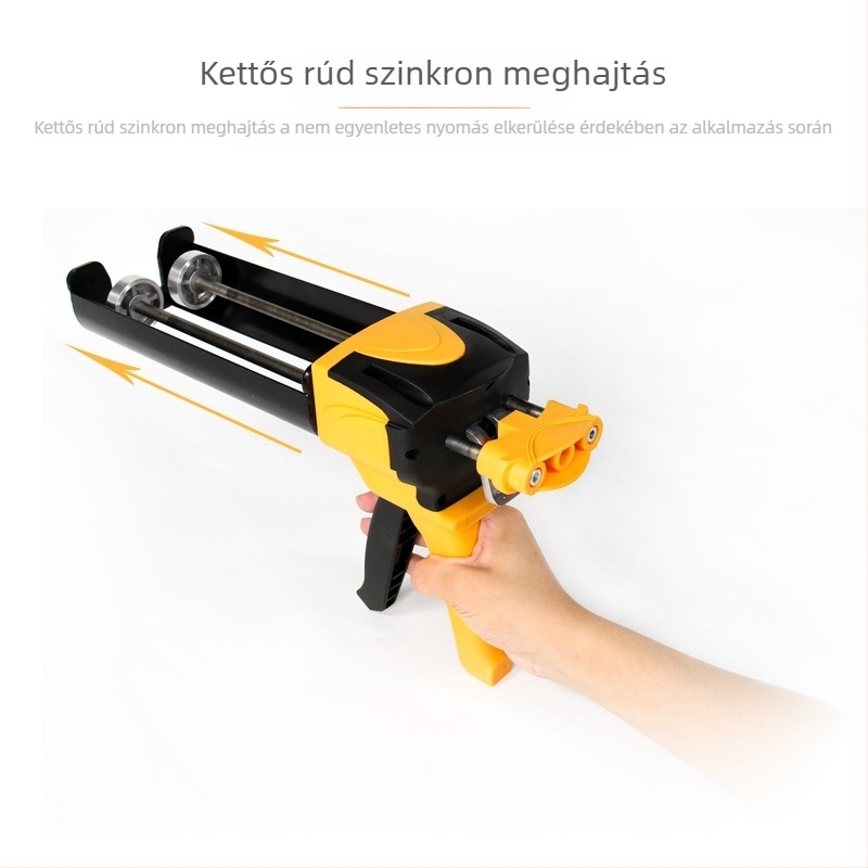 Kézi fugapisztoly kettős csővel, hidraulikus segédhajtással