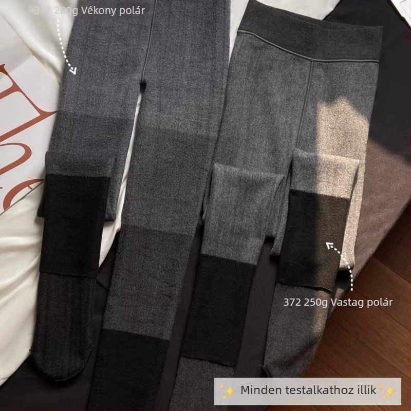 JA Arany pamut négypontos elasztikusságú, szegmentált mikronyomásos karcsúsító, fleece-sel bélelt vastag harisnyanadrág nőknek, ősz-tél, szürke