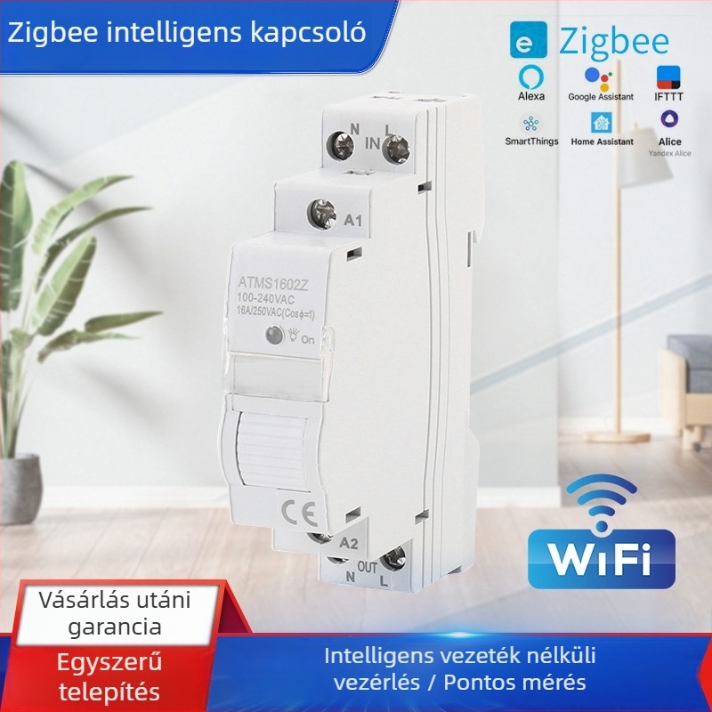 Oto Zigbee vezeték nélküli intelligens kapcsoló ATMS1602Z DIN sínhez időzítővel