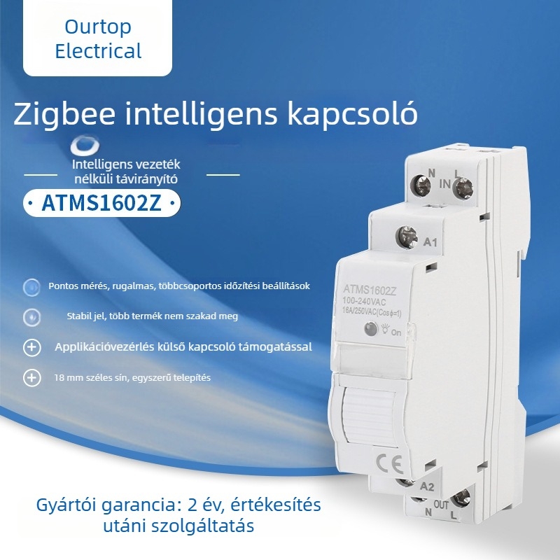 Oto Zigbee vezeték nélküli intelligens kapcsoló ATMS1602Z DIN sínhez időzítővel