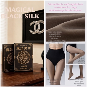 Magic Black Silk 0D ultra átlátszó nylon harisnyanadrág, 80g, nude érzet, fényes felület, anti-snag, nőknek, légiutas-kísérő harisnya, 2026