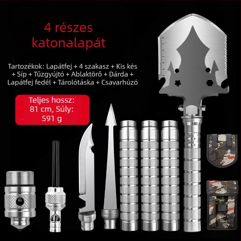 Többcélú mérnöki ásó, összecsukható, megerősített kivitelben, szabadtéri kempinghez és horgászathoz