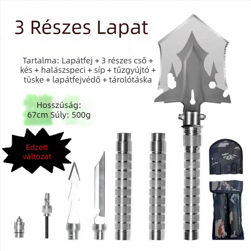 Többcélú mérnöki ásó, összecsukható, megerősített kivitelben, szabadtéri kempinghez és horgászathoz