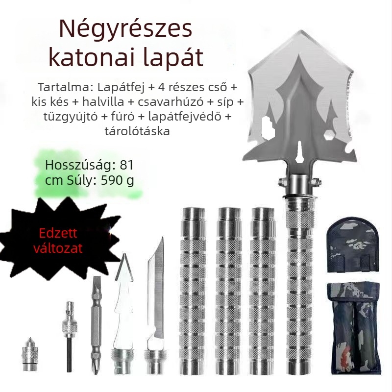 Többcélú mérnöki ásó, összecsukható, megerősített kivitelben, szabadtéri kempinghez és horgászathoz