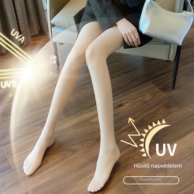 UV-védett harisnya, ultra vékony 10D nylon, fekete, tavasz–nyár