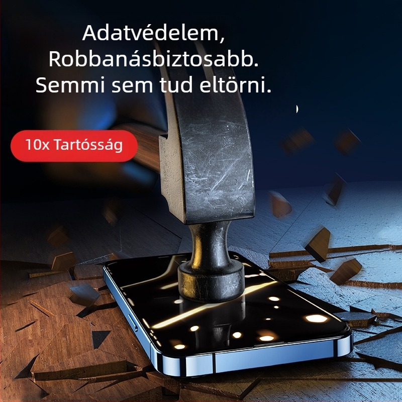 Gyémánt adatvédelmi képernyővédő iPhone 14 Pro Max – edzett üveg, anti‑peep, elülső képernyővédő