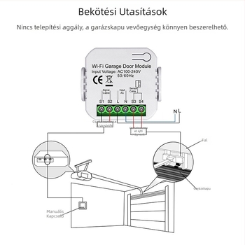 Személyre szabott Wi-Fi intelligens kapcsoló garázsajtóhoz, mobilos vezérléssel
