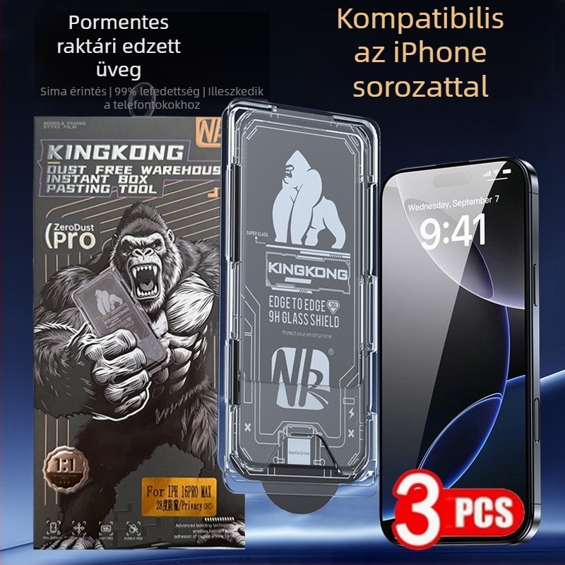 Gorilla edzett üveg kijelzővédő iPhone 16 Pro és iPhone 15 Pro számára - teljes képernyős magánéletvédelem