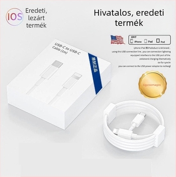 Hivatalos Apple Lightning gyors töltési kábel iPhone 14, 13 Pro, 12, 11 és 8 Plus készülékekhez