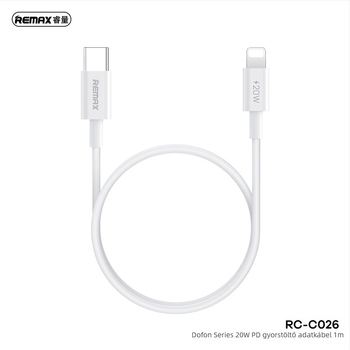Remax Dongfeng sorozat 1 m USB-C/Lightning gyors töltőkábel, 20W, fehér