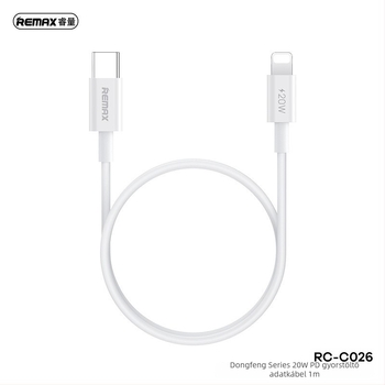 Remax Dongfeng sorozat 1 m USB-C/Lightning gyors töltőkábel, 20W, fehér