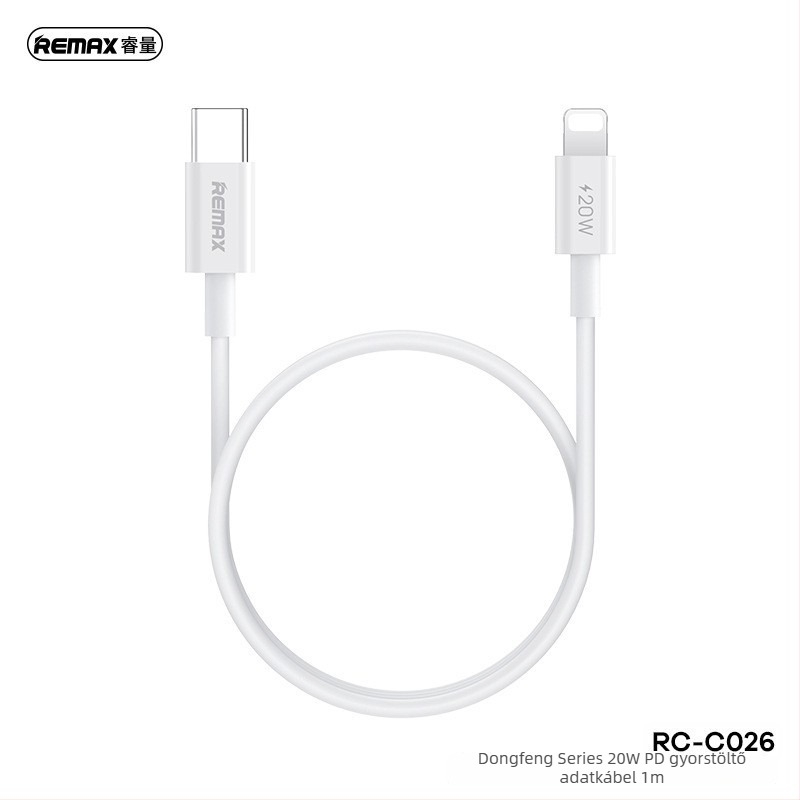 Remax Dongfeng sorozat 1 m USB-C/Lightning gyors töltőkábel, 20W, fehér
