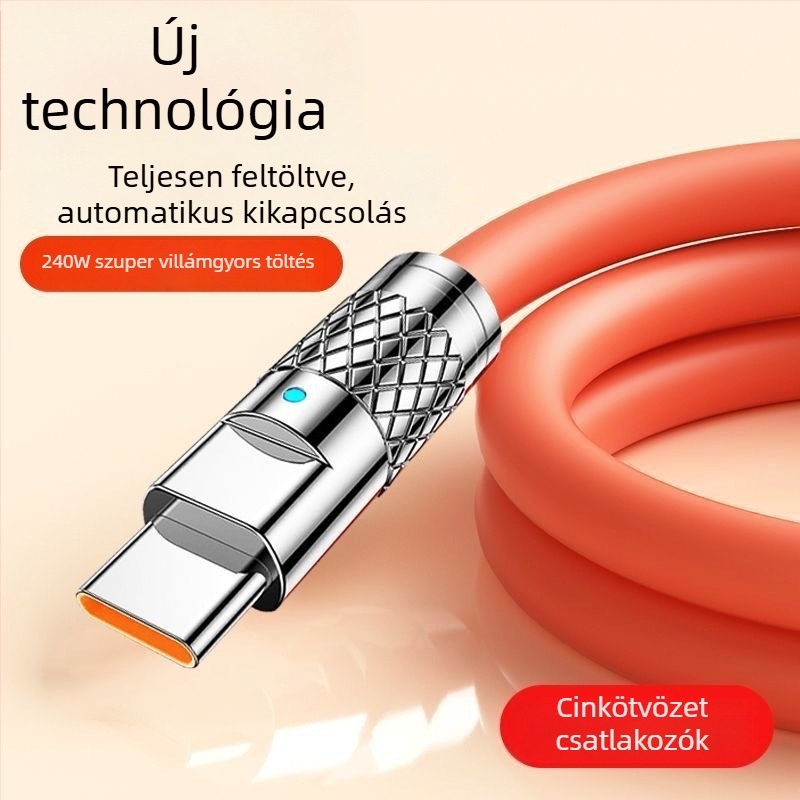 Li Chuang 120W 3-in-1 gyorstöltő adatkábel Type-C, Lightning, Mini USB; 1–2 m; cink ötvözet; narancs; Apple és Huawei számára