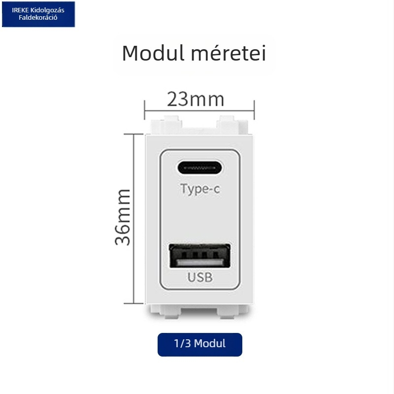 128-típusú USB és Type-C töltőmodul, nagyáramú földelő dugaszoló modul, tápegység, univerzális töltőmodul