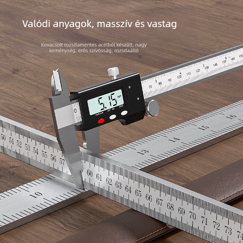 Rozsdamentes acélból készült autóba szerelt mérővessző, önvédelmi eszköz, edzett, vastag egyenes vonalzó, 5 mm, gyémánt élű