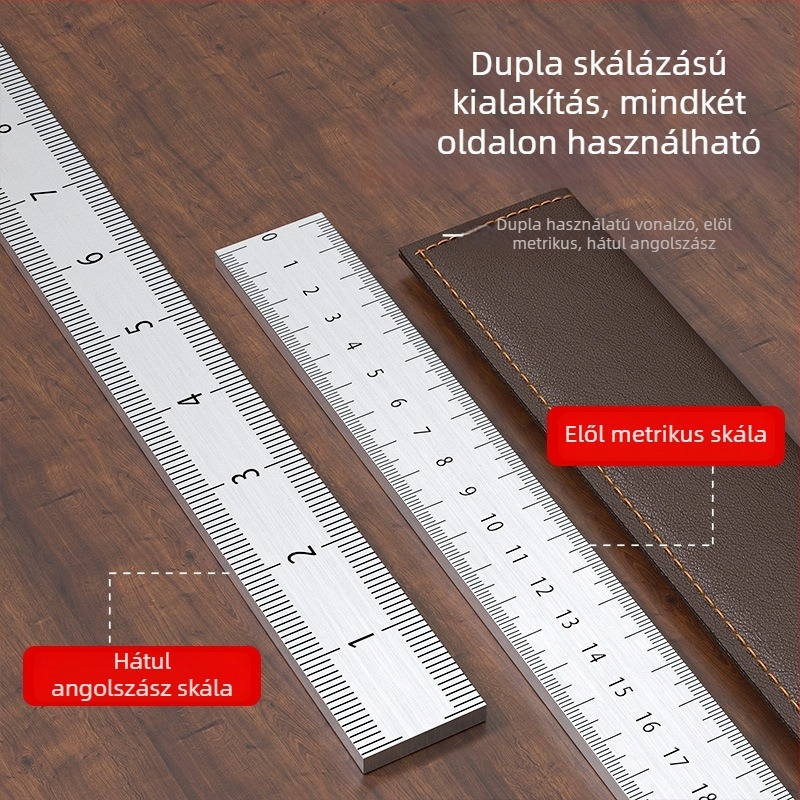 Rozsdamentes acélból készült autóba szerelt mérővessző, önvédelmi eszköz, edzett, vastag egyenes vonalzó, 5 mm, gyémánt élű
