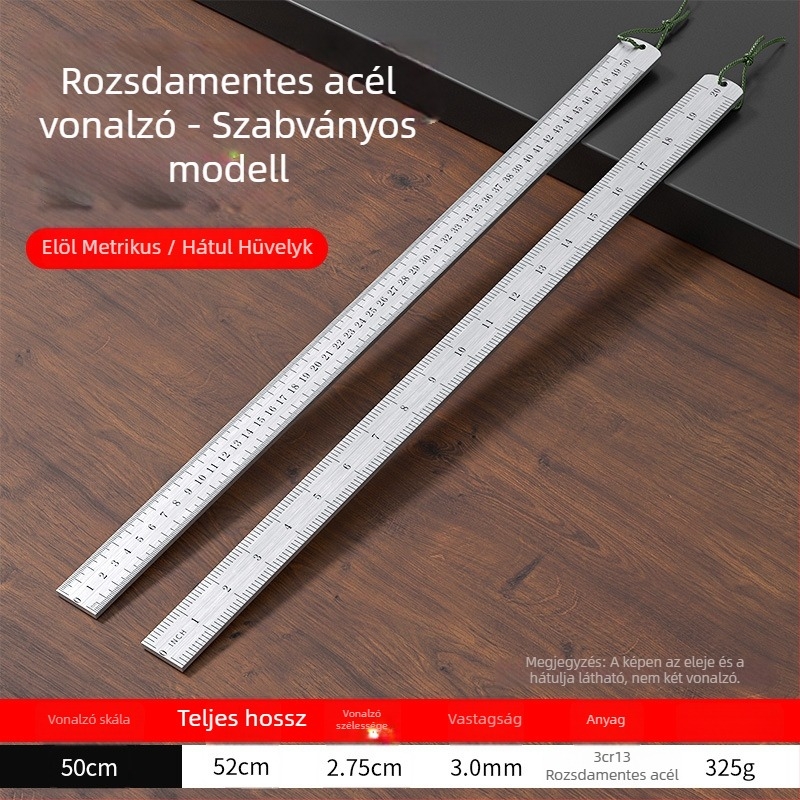 Rozsdamentes acélból készült autóba szerelt mérővessző, önvédelmi eszköz, edzett, vastag egyenes vonalzó, 5 mm, gyémánt élű