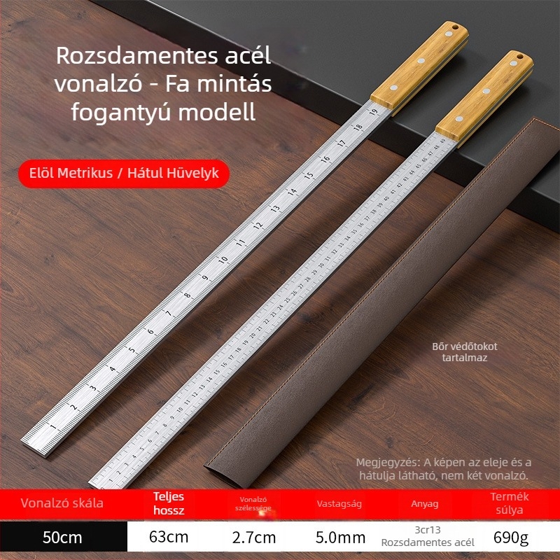 Rozsdamentes acélból készült autóba szerelt mérővessző, önvédelmi eszköz, edzett, vastag egyenes vonalzó, 5 mm, gyémánt élű