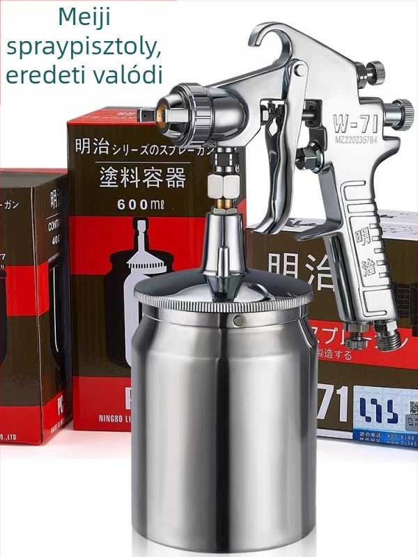 Meiji szórópisztoly kettős tartállyal, alacsony nyomású W71, magas atomizációjú alapozó bútorokhoz és autójavításhoz V3
