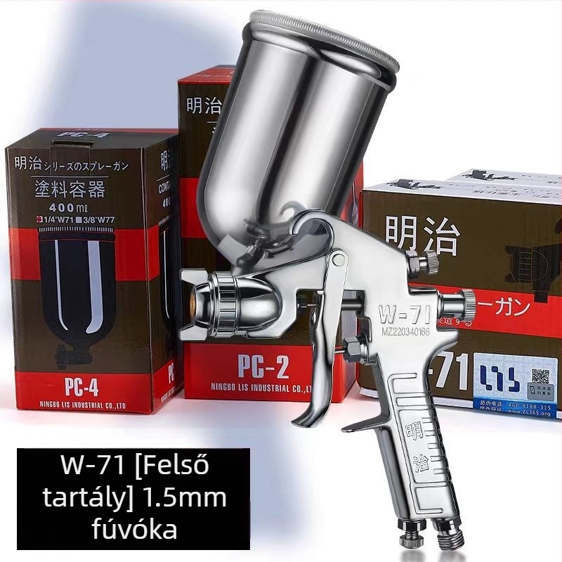 Meiji szórópisztoly kettős tartállyal, alacsony nyomású W71, magas atomizációjú alapozó bútorokhoz és autójavításhoz V3