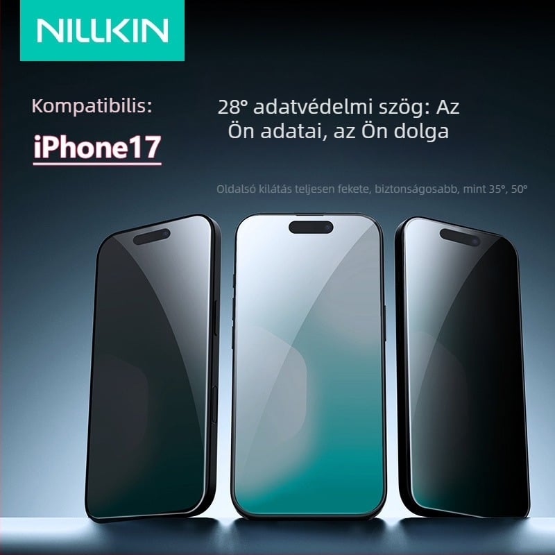 Nillkin edzett üveg kijelzővédő iPhone 17 Pro Max-hoz pormentes telepítő keretben, teljes kijelző, robbanásbiztos
