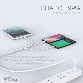 1,2 m 3 az 1-ben töltés- és adatkábel, gyors töltés, Apple és Huawei eszközökhöz